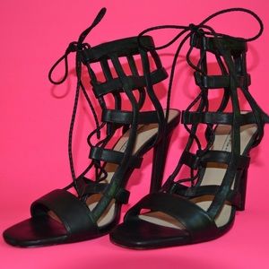 Zara black lace up high heels